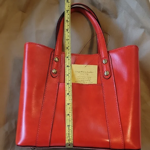 Patricia Nash Bright Coral Woven Leather Tote - Picture 8 of 12